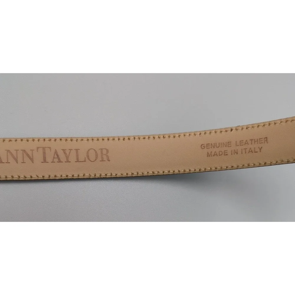 VTG Ann Taylor Dark Brown Leather Belt With Silver Cone Buckle Slim Italy Small‎